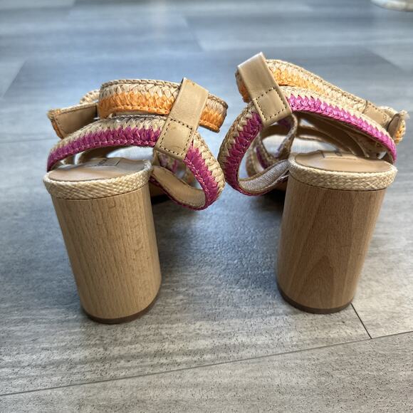 Antonio Melani Gwindolin Raffia T-Strap Dress Block Heeled Sandals Size 9.5M - Picture 4 of 6